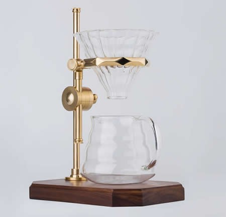 Black Walnut Base Brass Pour Over Drip Coffee Maker Dripper Stand