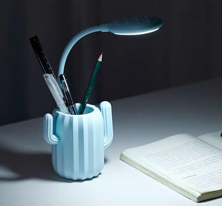  Cactus Rechargeable LED Desk Night Light Pen Holder