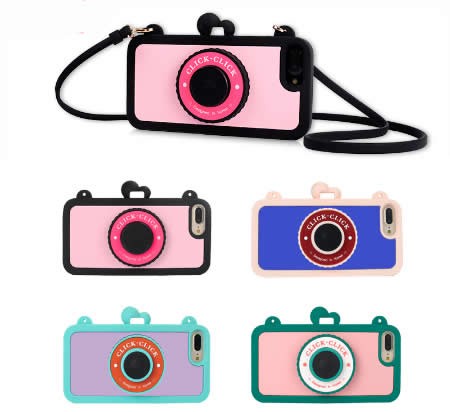 Cartoon Camera Soft Silicone Case For iPhone iPhone 8/8 Plus7/7 Plus/6/6 Plus/6S/6S Plus - Built in Wireless Camera Shutter Selfie Bluetooth Remote 