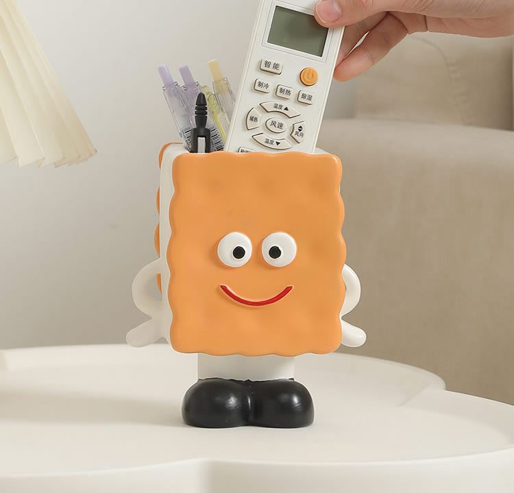 Cartoon Biscuit Office Pen Holder,Desktop Decoration Organization