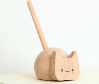  Cat Pen Holder Wooden Signing Pen Set