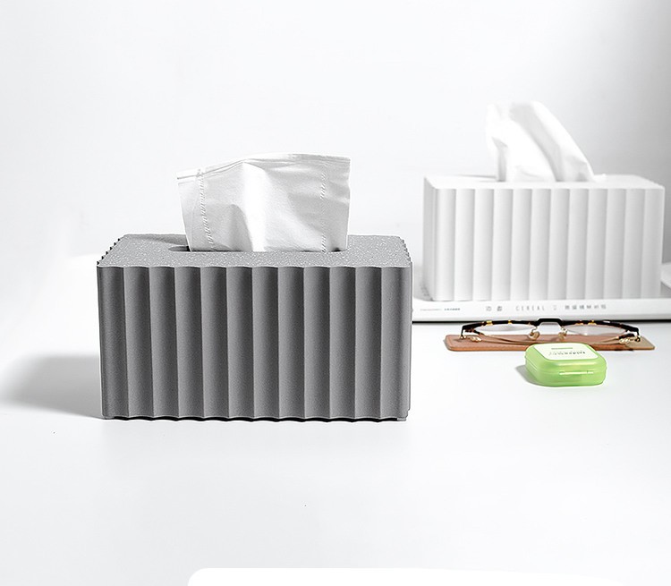 Cement Tissue Box, Geometric Art Design Decoration