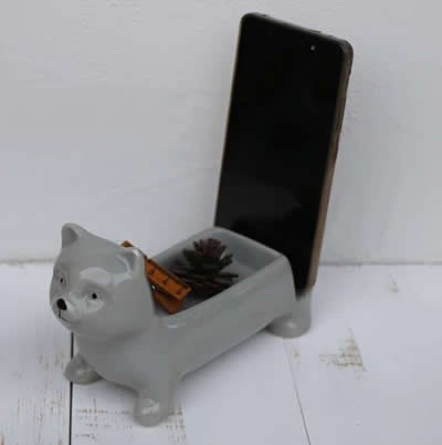Ceramic Animal Paper Clip Holder With Mobile Phone Holder Stand
