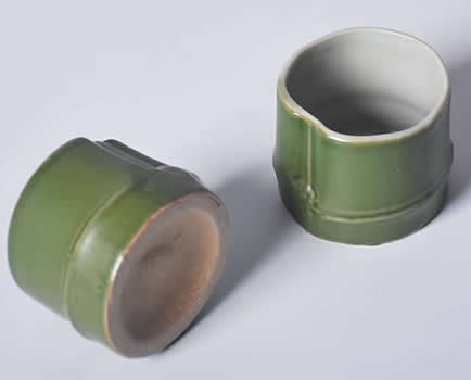 Ceramic Green Bamboo Shape Water Mug,set of 4