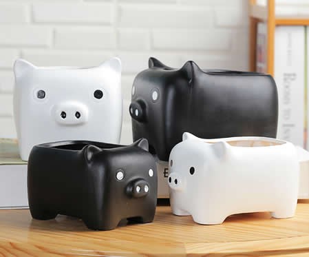 Ceramic Pig Flowerpot Succulent Plants Container Desk Mini Ornaments 