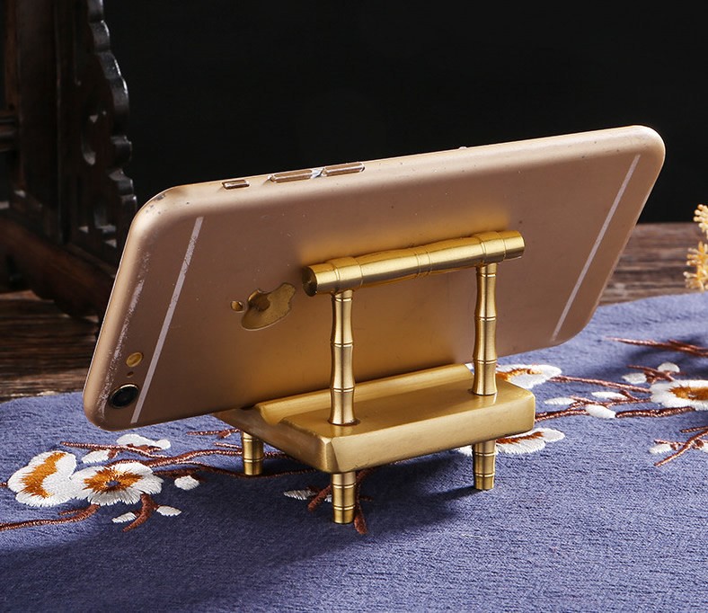 Classic Pure Copper Mini Chair Phone Holder, Small Ornaments