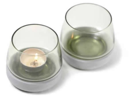 Clear Glass Candle Tealight Holder With  Concrete  Base