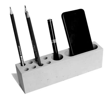 Concrete Desktop Stationery Organizer Storage Cell Phone Holder