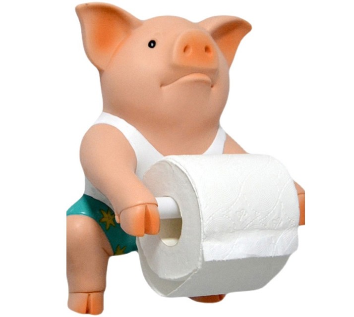 Countryside Wall-Mounted Pig Toilet Paper Roll Holder