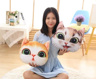 Cat Head Shape Pillow Back Cushion