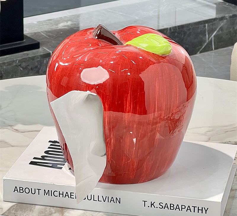 Creative Ceramic Apple Tissue Box, Personality Home Office Decoration