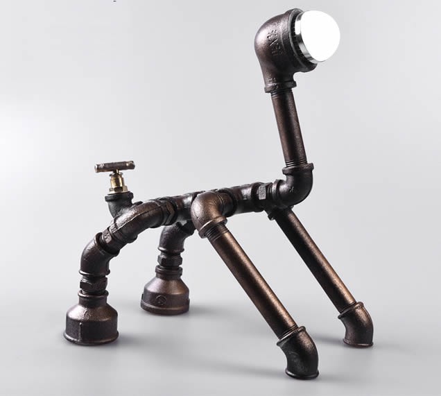 Handmade Metal Water Pipe Table Lamp