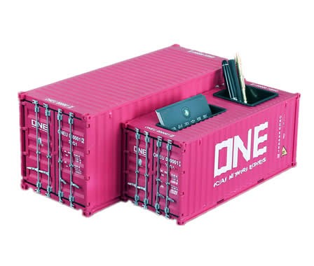 Creative Shipping Container Model Desk Office Supplies Organizer,Tissue Box(Pink)