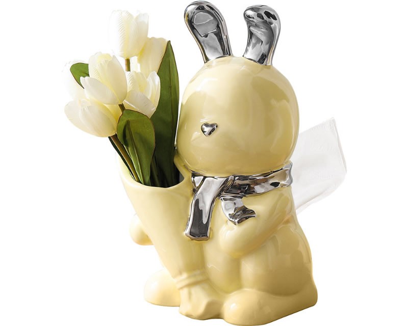 Cute Bear Rabbit Holding Flower Ceramic Tissue Box