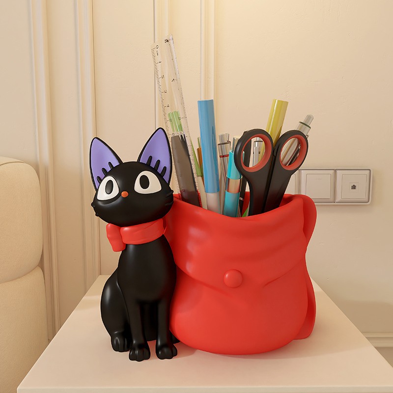 Cute Black Cat Office Decoration Pen Holder, Creative Gift