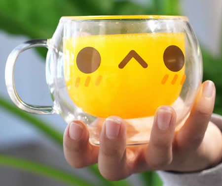 Cute Cartoon Transparent Glass Durable Coffee Tea Milk Water Ice Beer Cola Cup Mug 