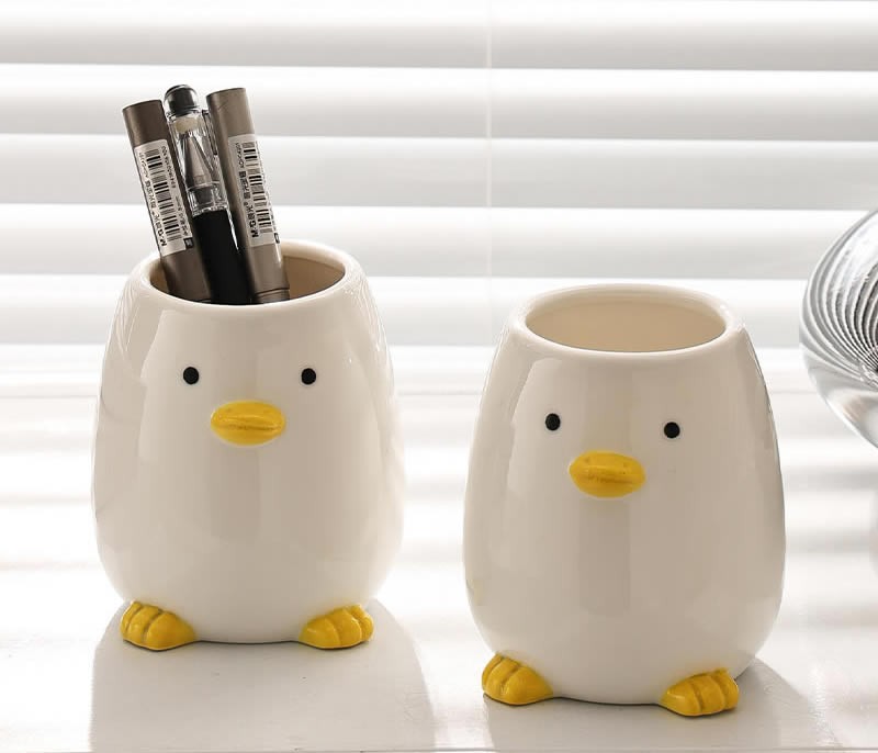 Cute Ceramic Duck Pen Holder,Office Organize