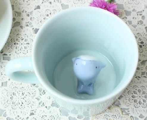 Cute Dolphin Figurine Ceramic Coffee Cup