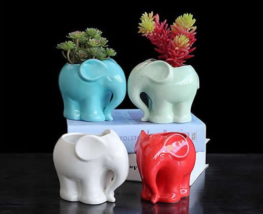 Cute Elephant Ceramic Succulent Planter Flower Pot