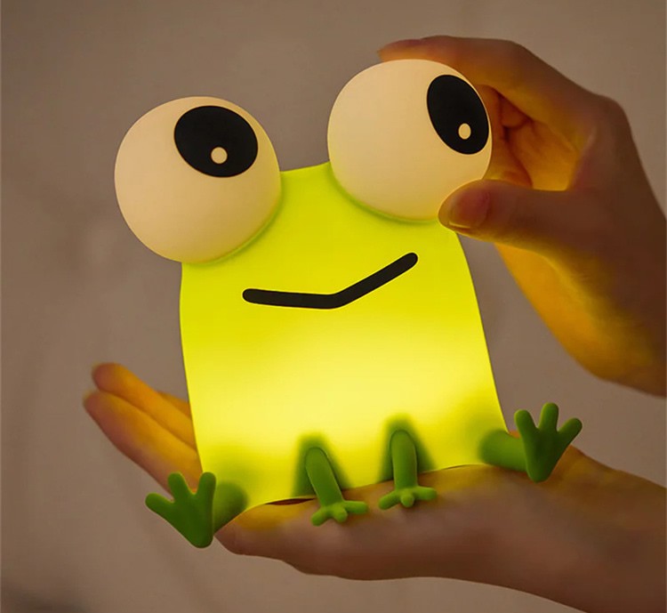 Cute Frog Silicone Night Light with Phone Stand,Nursery Lamp for Kids Bedroom Decor