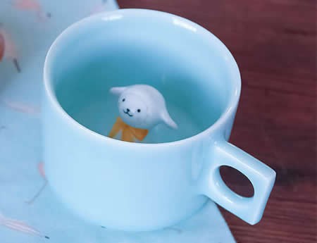 Cute Lamb  Figurine Ceramic Coffee Cup 