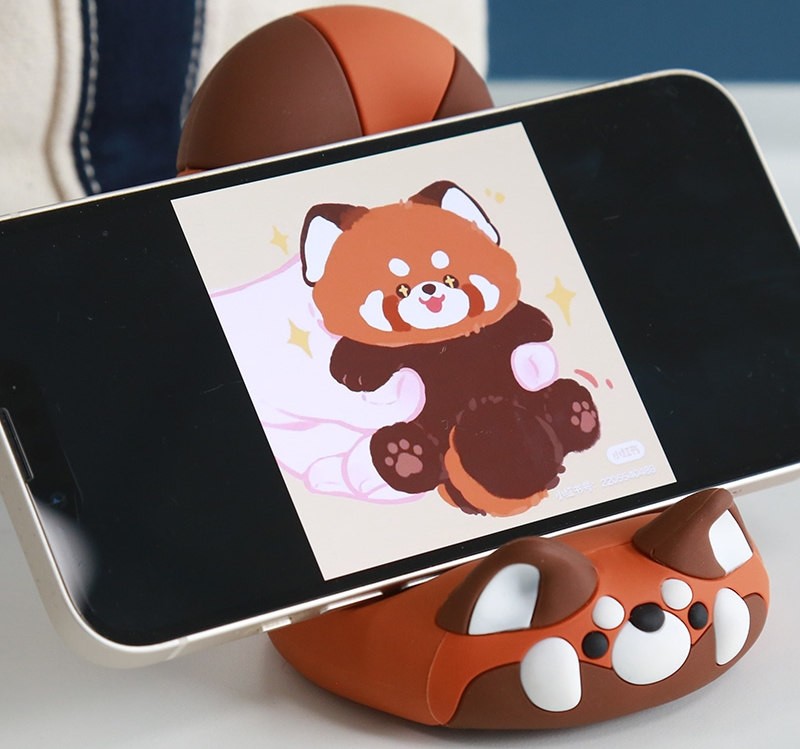 Cute Red Panda Wooden Phone Stand