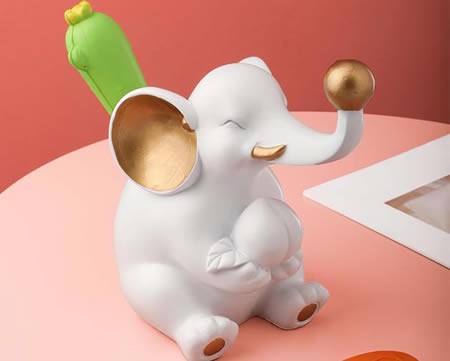 Cute White Elephant Desktop Organizer Pen Holder