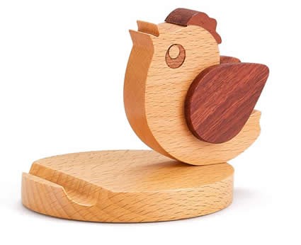 Cute Wooden Hen Cell Phone Tablet Stand Holder