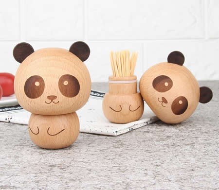 Cute Wooden Panda&Ice cream Toothpick Holder