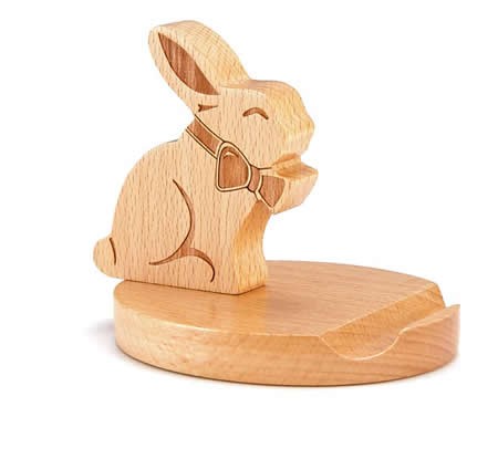Cute Wooden Rabbit Cell Phone Tablet Stand Holder