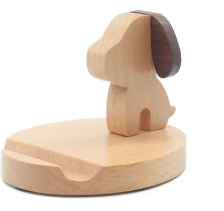 Dog Wooden Holder Stand for iPhone iPad and Other Cell Phone Tablet PC 