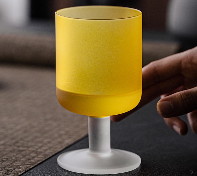 Exquisite Frosted Crystal Glass Goblet with Colorful Hues,Drink Cup