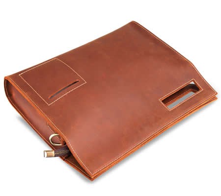 Genuine Leather Business Portfolio Briefcase A4 Paper File Document Organizer