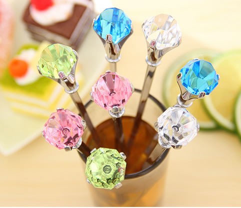 Faux  Rhinestone Decor Stainless steel Spoon And Fork Set