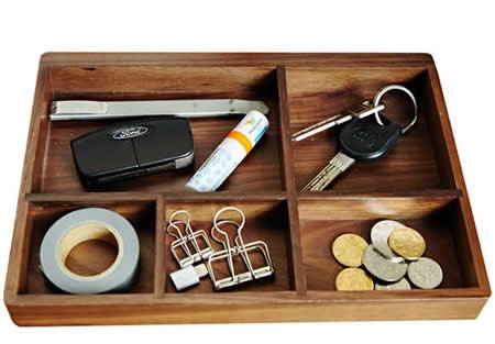 Wooden Drawer Tray Desk Stationery Organizer Storage Box Business Card Holder Key Container 