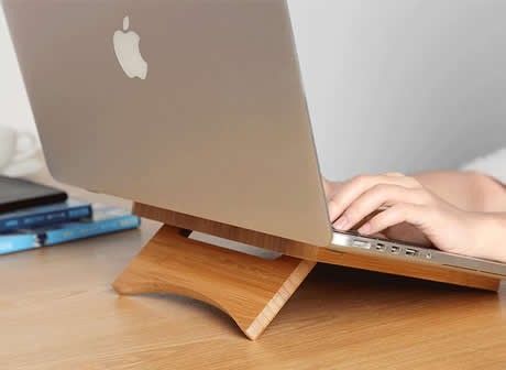 Foldable and Portable Bamboo Laptop Stand for  Apple MacBook & PC Laptop