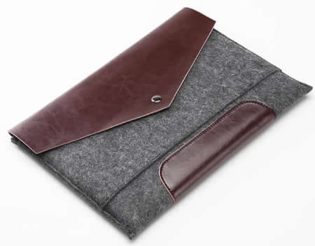 Leather and Wool Felt sleeve case for Apple MacBook 