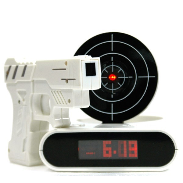 White Gun O'Clock Shooting Alarm Clock