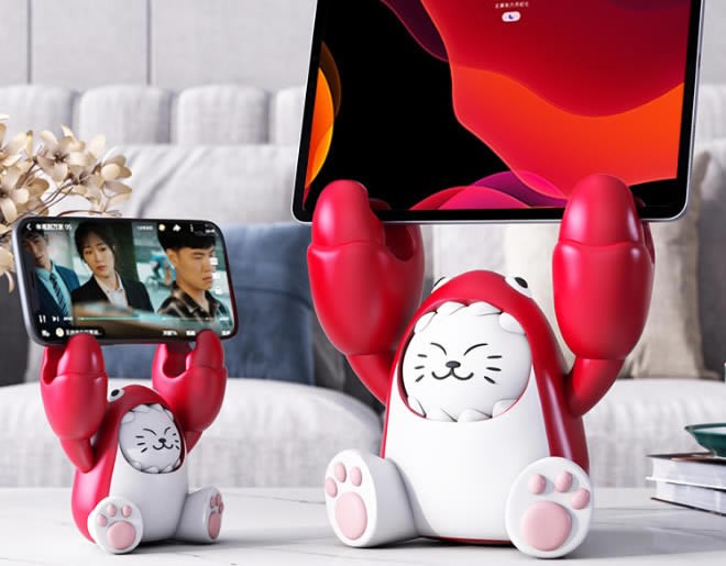 Funny Hairy Crab Cat Shape Decorative Phone Holder