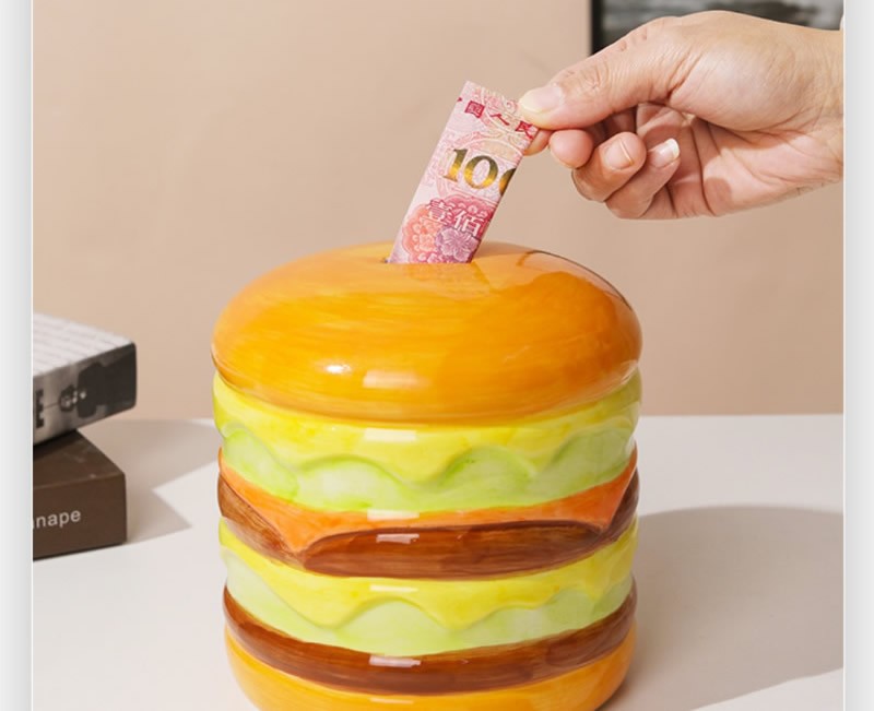 Hamburger Ceramic Piggy Bank