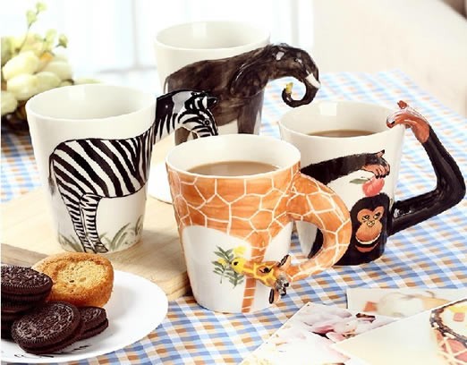 Hand Painted Animal Shaped Coffee  Mug 