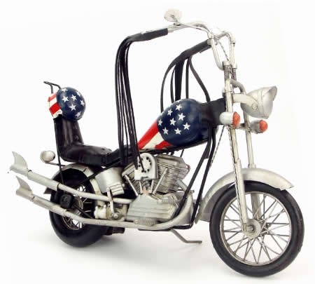 Handmade Antique Model Kit Motorcycle-1969 Harley National Flag Motorcycle