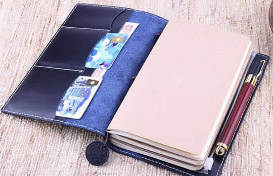 Handmade Refillable Cow Genuine Leather Traveler's Notebook Business Writing Portfolio 