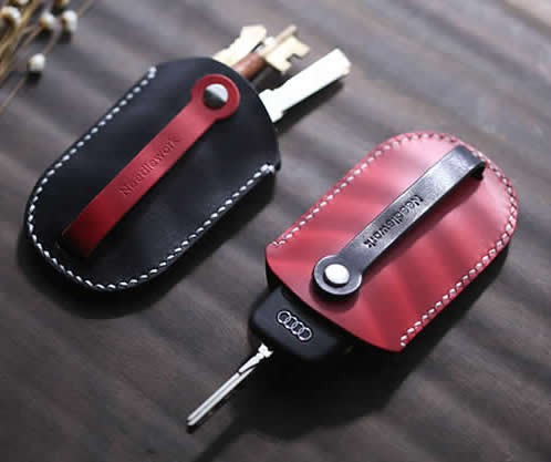 Handmade Genuine Leather Car Key Case Cover Holder 