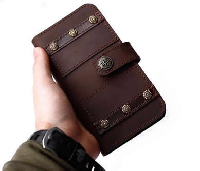 Handmade Genuine Leather Phone Wallet Case with Card Slots For iPhone xs max