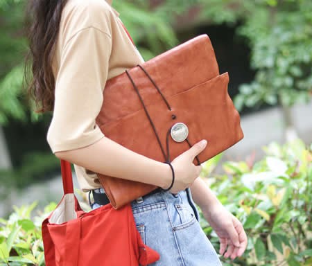 Handmade Genuine Leather Refillable  Binder Diary Travel Journal Notebook,Apricot & Brown