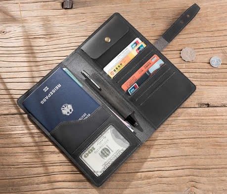  Handmade Genuine Leather Travel Credit Card Holder Wallet & Documents Organizer 