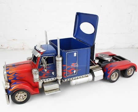 Handmade Trailer Carrier Truck Model Desk Tissue Box