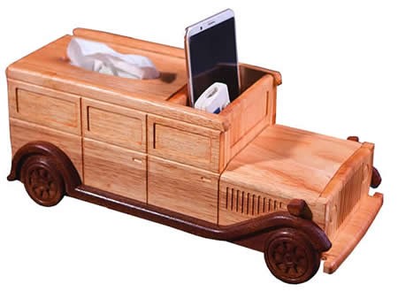 Wooden Classic Car Tissue Box 