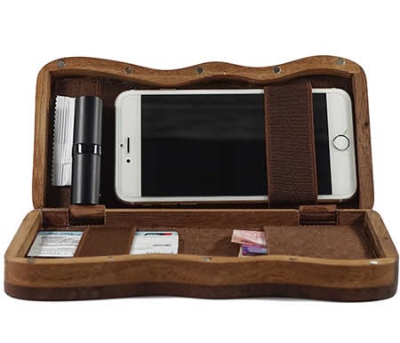 Handmade Wooden Portable-Handle Bag Business Name Card Holder Wallet Credit card ID Case / Holder